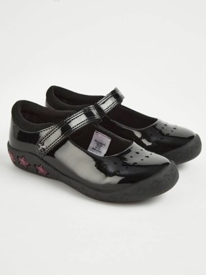Black Wide Fit Unicorn Light Up School Shoes School at ASDA