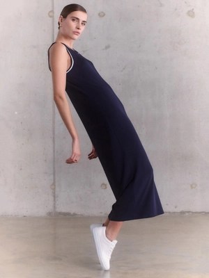 EXCLUSIVE Navy Crew Neck Midi Dress Women at ASDA