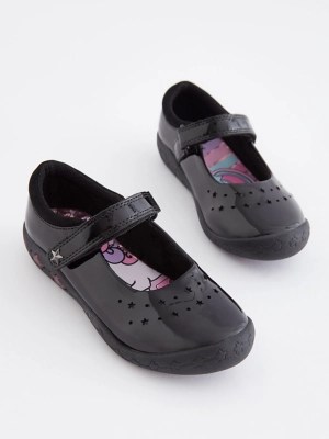 Black Patent Unicorn Light Up School Shoes School at ASDA