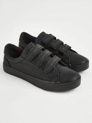 Black 3 Strap Scuff Resistant Cupsole Trainers School at ASDA