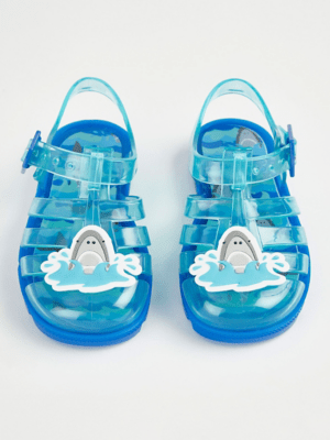 Blue Shark Jelly Sandals Kids at ASDA