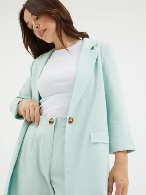 Mint Green Button Up Blazer Women at ASDA