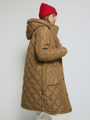 Green Quilted Parka Coat Women at ASDA