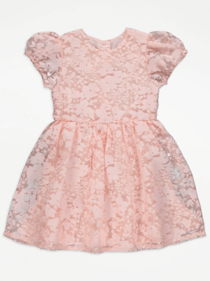 Pink Floral Mesh Dress Kids at ASDA