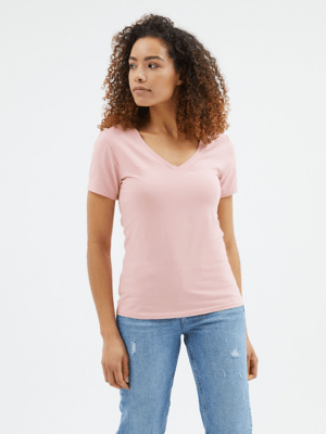 Light Pink V Neck TShirt Women at ASDA