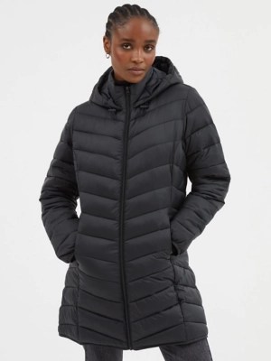 Black Longline Padded Coat Women at ASDA