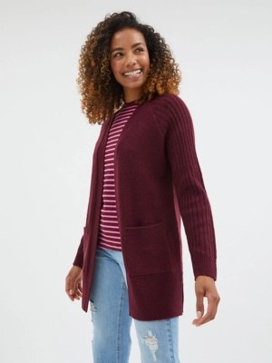 Burgundy Knitted Midi Cardigan Women at ASDA