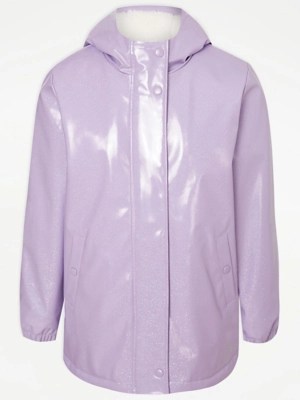 Purple Glitter Rain Mac Kids at ASDA