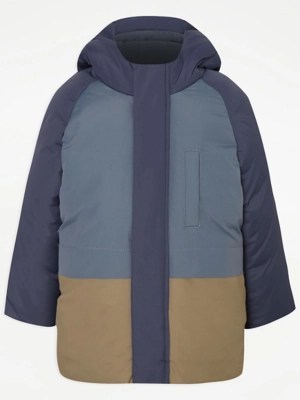 Colour Block Shower Resistant Padded Coat Sale & Offers at ASDA