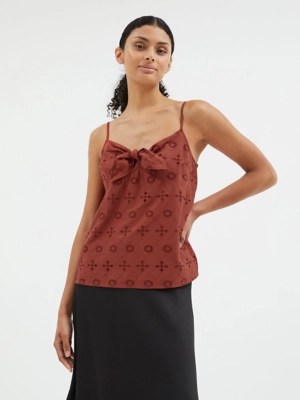 Rust Embroidered Tie Cami Top Women at ASDA