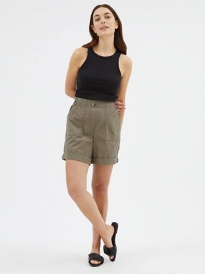 Khaki Knee Length Cotton Shorts Women at ASDA