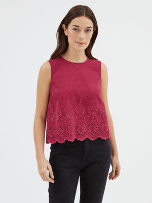 Berry Broderie Sleeveless Top Women at ASDA