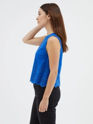 Blue Broderie Sleeveless Top Women at ASDA