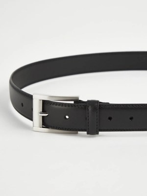 Black Leather Chunky Buckle Belt Men at ASDA
