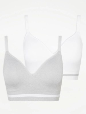 DD+ Striped Non Wired Comfort Bras 2 Pack Lingerie at ASDA