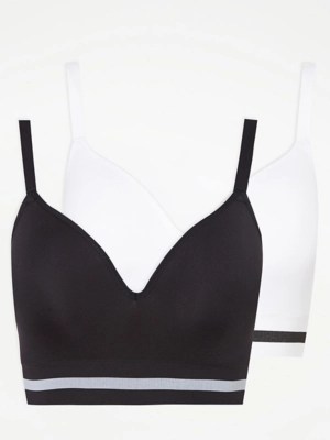 DD+ Striped Non Wired Comfort Bras 2 Pack Women at ASDA