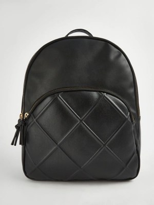 Black Leather Look Embossed Backpack Women at ASDA