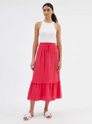 Bright Pink Frill Midi Skirt Women at ASDA