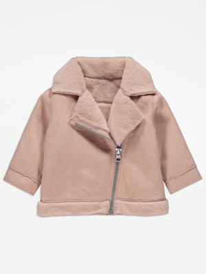 Pink Biker Jacket Baby at ASDA