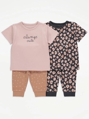 Assorted Always Cute Short Sleeve Pyjamas 2 Pack Baby at ASDA