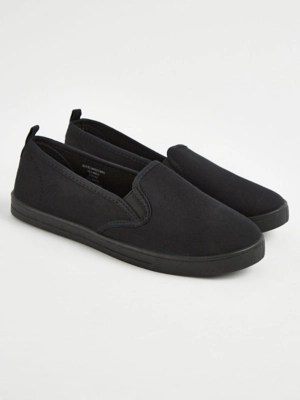 Black Elasticated Canvas Pumps Women at ASDA
