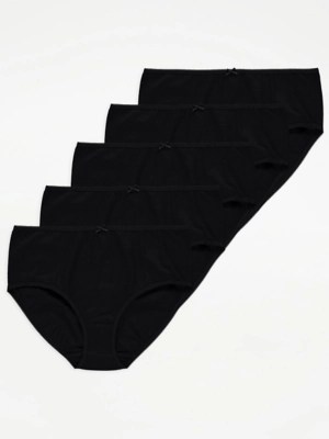 Black Midi Knickers 5 Pack Lingerie at ASDA