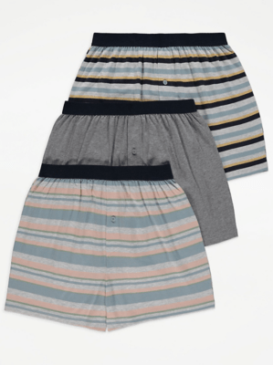 Striped Boxer Shorts 3 Pack Men at ASDA