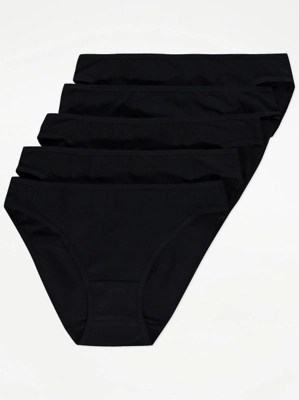 Black High Leg Knickers 5 Pack Lingerie at ASDA