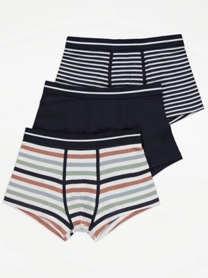 Striped Hipster Trunks 3 Pack Men at ASDA