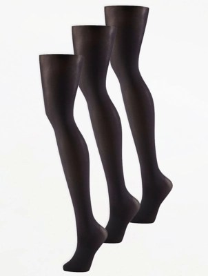 Black Opaque Tights 80 Denier 3 Pack Lingerie at ASDA