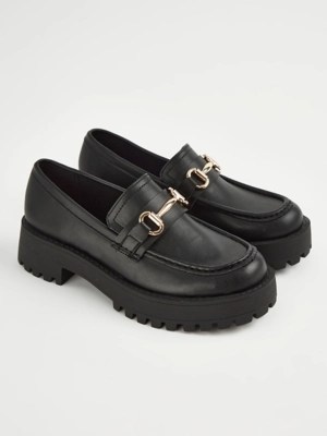 Black Chunky Loafer Shoes Women at ASDA