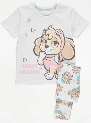 PAW Patrol White Sweet Dreams Graphic Print Pyjamas Baby at ASDA