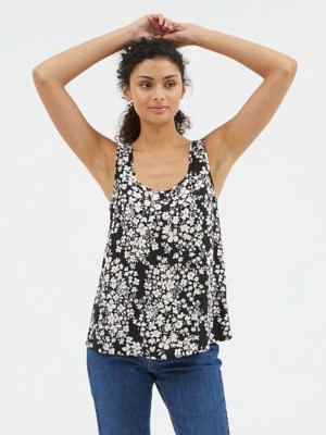 Black Floral Built Up Cami Top Women at ASDA