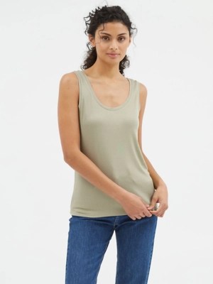 Khaki Ribbed Vest Women at ASDA