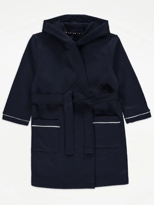 Navy Quilted Dressing Gown Kids at ASDA