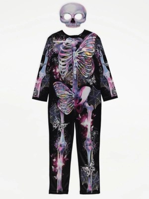 Butterfly Skeleton Halloween Fancy Dress Costume Kids at ASDA