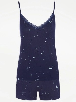 Navy Celestial Cami Short Pyjamas Women at ASDA