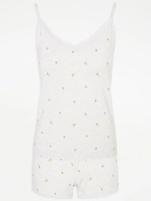 Light Grey Ditsy Floral Cami Vest Short Pyjamas Lingerie at ASDA