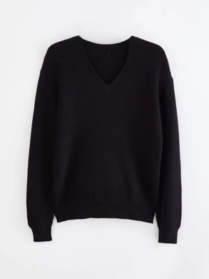 Senior Girls Black Knitted V Neck School Jumper School at ASDA
