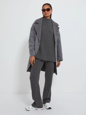 Grey Ribbed Knitted Flared Trousers Women at ASDA