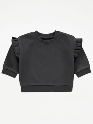 Charcoal Frill Sweatshirt Baby at ASDA