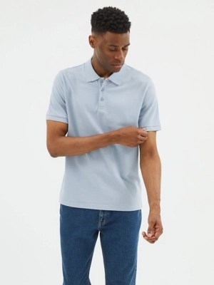 Blue Short Sleeve Polo Shirt Men at ASDA