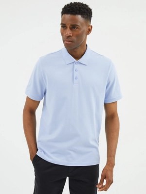 Light Blue Short Sleeve Polo Shirt Men at ASDA