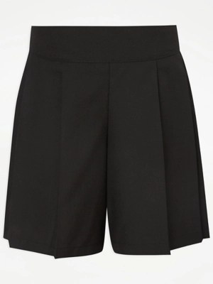 Girls Black Pleated School Shorts School at ASDA