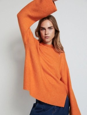 Orange Flare Sleeve Knitted Jumper Women at ASDA