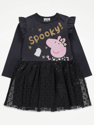 Peppa Pig Black Spooky Halloween Tutu Dress Kids at ASDA