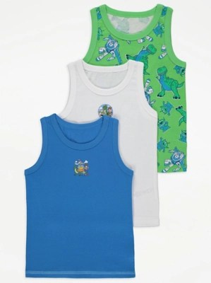 Disney Toy Story Character Print Vests 3 Pack Kids at ASDA