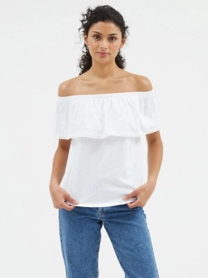 White Embroidered Bardot Top Women at ASDA