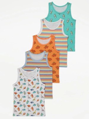 Dinosaur Vests 5 Pack Kids at ASDA