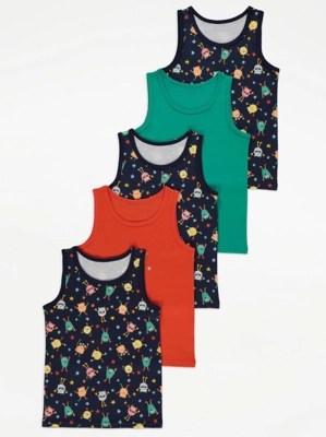 Monster Vests 5 Pack Kids at ASDA